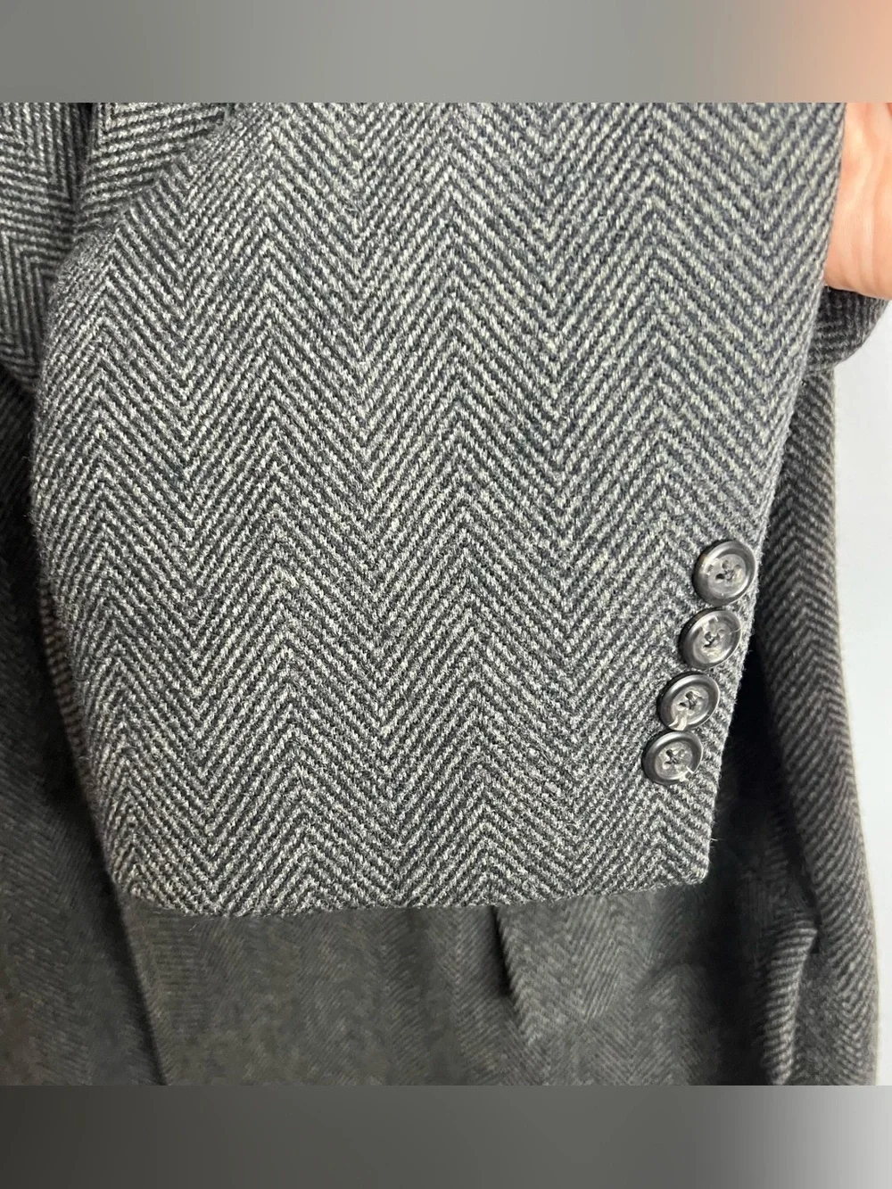 Polo Ralph Lauren Herringbone Wool Overcoat Mens XL?? Grey Canada Chesterfield